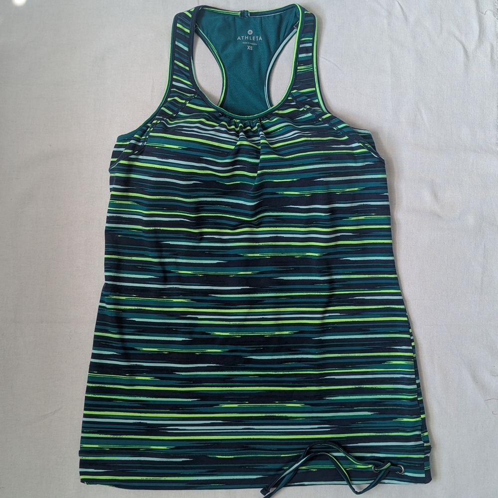 Athleta Yellow-Green and multi Green colors Racerback Tank For Women Size XS